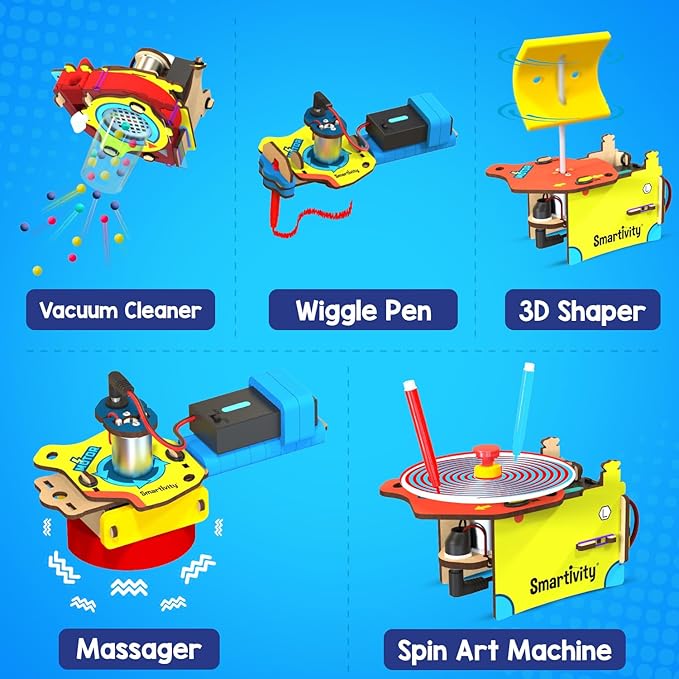 Smartivity 10-in-1 Motor-Powered STEM Kit | Build 10+ Exciting Electronics Projects | Christmas, Birthday Gift for Smart Kids | DIY Science Kit/Toy for Ages 6,7,8,9,10,11,12 Years Old Boys & Girls