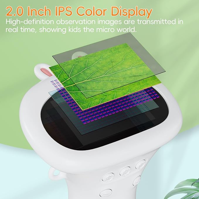 Microscope for Kids, SKYBASIC 2" IPS Screen 1000X Handheld Digital Microscopes HD Pocket Portable Mini USB Microscope Camera, PC Compatible, Science Edu Fun Birthday Gifts Toys for Children Students