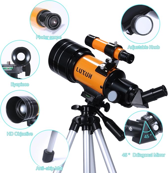 Telescope for Kids and Adults,70mm Astronomical Telescope Refracting with Multilayer Broadband Coating(15X-150X),Adjustable Tripod and Finderscope