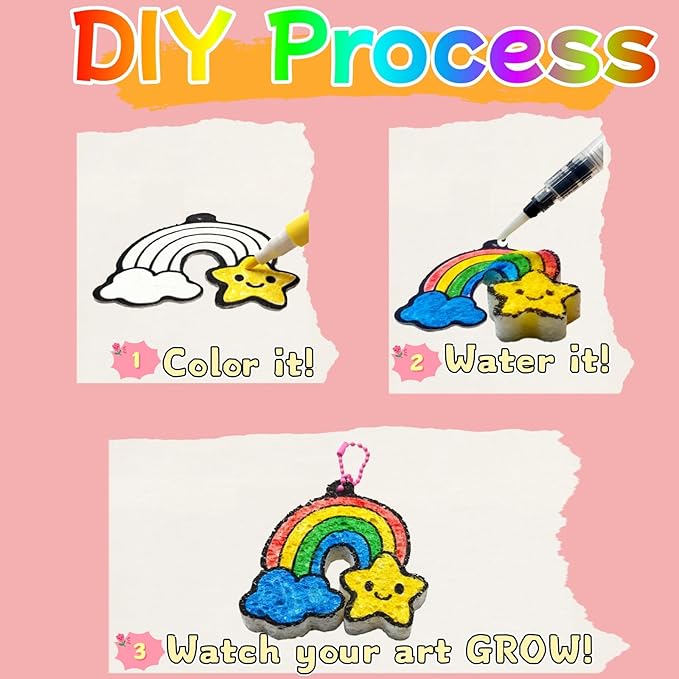 Aqua Puffs 3D Art Kit for Kids, Stocking Stuffers – Mess-Free Paint by Number Crafts with Princesses & Unicorns, DIY Color & Inflate Activity Set, Creative Travel Toy & Gift for Girls & Boys Ages 4-10