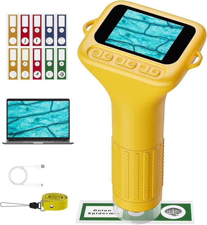 NOCOEX Portable Digital Microscope for Kids - 1000X Handheld Microscope Camera with 2.0" Screen & 8 LED Lights - Pocket Miniscope Edu Science Toys for Age 3-12 Year Old Boys Girls