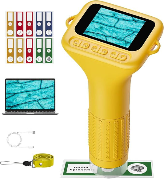 NOCOEX Portable Digital Microscope for Kids - 1000X Handheld Microscope Camera with 2.0" Screen & 8 LED Lights - Pocket Miniscope Edu Science Toys for Age 3-12 Year Old Boys Girls