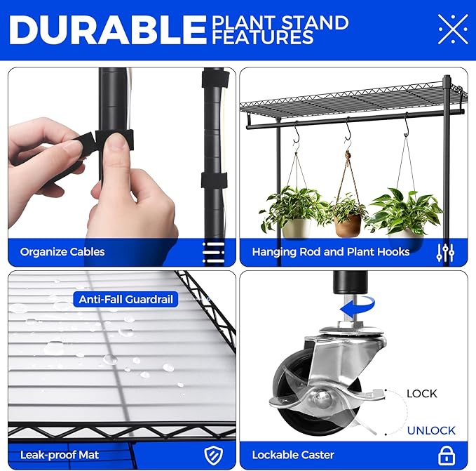 Barrina CX3 Plant Stand with Grow Light, 4-Tier, 3FT 5000K, 108W Full Spectrum Indoor DIY Plant Shelf with Lights, Flower Pot Display Rack, Greenhouse, Wheel, Mechanical Timer, 35.4"x13.8"x70.9"