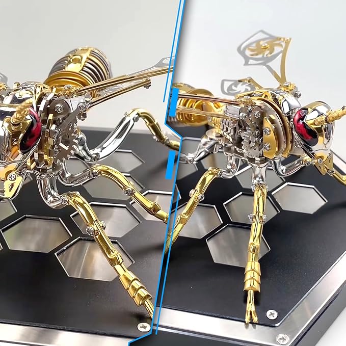 Microworld 3D Metal Puzzle, Northern Giant Hornet 3D Metal Model Kit, Mechanical Wasp 3D Puzzle for Adults, DIY Challenge 3D Puzzles Home Decor Art Craft Gifts (Gold)