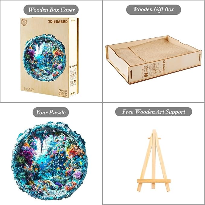 Wooden Puzzle for Adults-Wooden Puzzle Unique Shape Advanced 3D Seabed Wooden Jigsaw Puzzle for Adults,Best Gift,Wood Puzzles,Challenge Wooden Jigsaw Puzzle 17.3 * 17in 440pcs