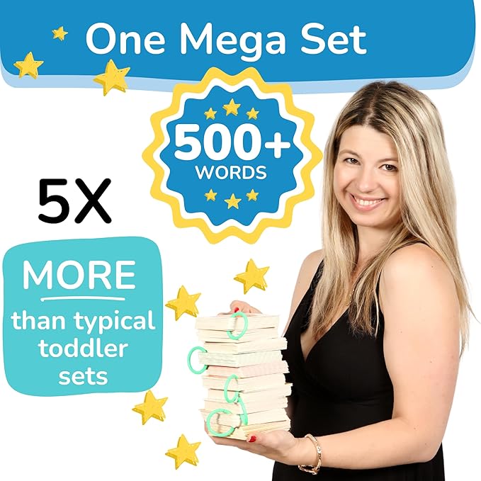 Flash Cards for Toddlers 1–3 with Rings,250 Double-Sided Cards,500 Words–1 Year Old Girl & Boy Gifts – Toddler Flash Cards–Learning & Educational Toys for 1+ Year Old, Montessori Toys for 2 Year Olds