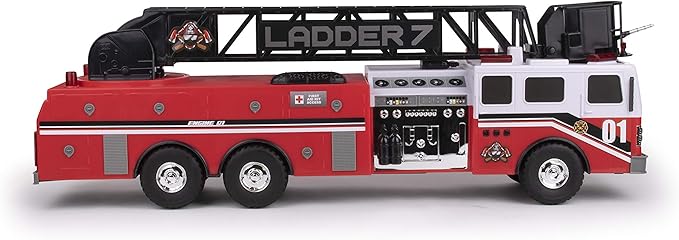 Mighty Fleet Titans 29" Jumbo Toy Fire Truck – Realistic Flashing Lights, Siren Sounds & Extendable Rotating Ladder – Durable, Interactive Vehicle Toy for Kids Ages 3+