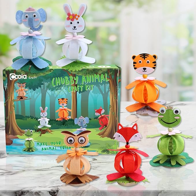 Coola Craft Kits for Kids Felt Animal Toddler Craft - 6Pack Art and Craft DIY Early Educational Toys Suitable Need Best Gift for Kids Age 3-6,7,8,9