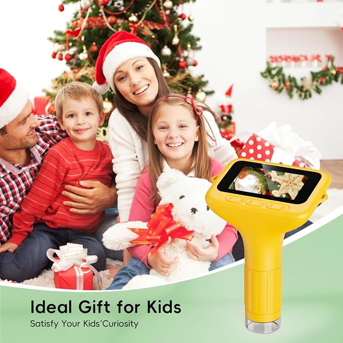 Microscope for Kids, 3'' Digital Handheld Kids Microscope with Adjustable Light, 1000X 1080P Pocket Portable Mini Micro Scope, Stem Toys for Ages 5-7 8-12 Teen Boys and Girls Educational Gifts, Orange