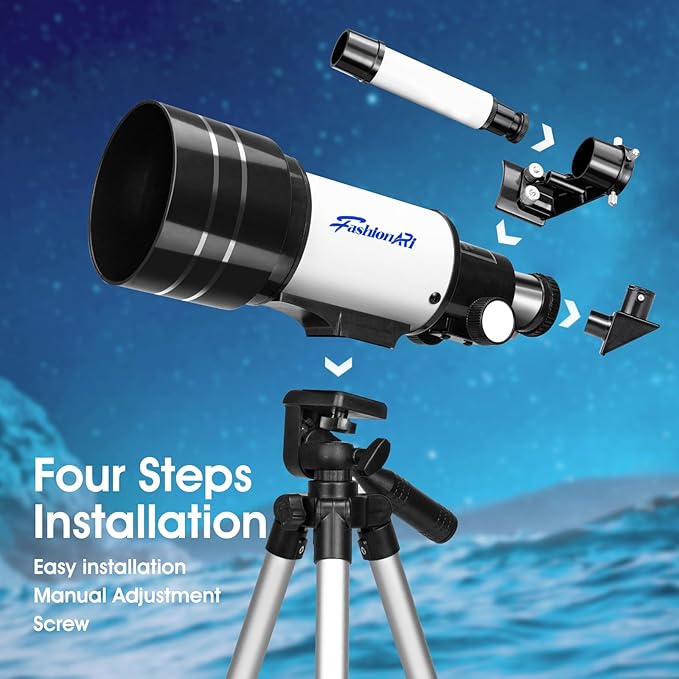 Telescope for Kids Beginners, Telescope for Kids 8-12, High Power 70mm Aperture 300mm Focal Length Astronomical Scope