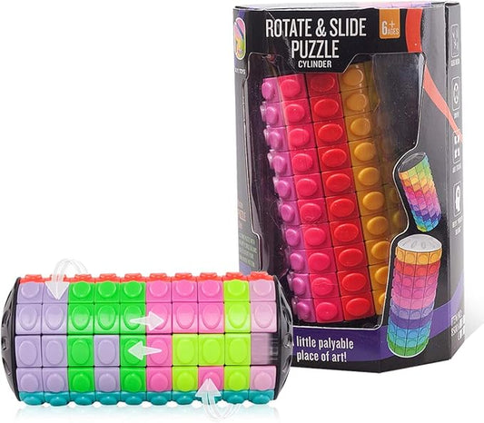 R.Y.TOYS Rotate and Slide Puzzle-Design Patent,Fidget Toys(Restore Order/Create Patterns) 12 Colors,10 Layers-Open Cover for Quick Play,Brain Teaser,Sensory Toys,Birthday Gifts,Stocking Stuffers