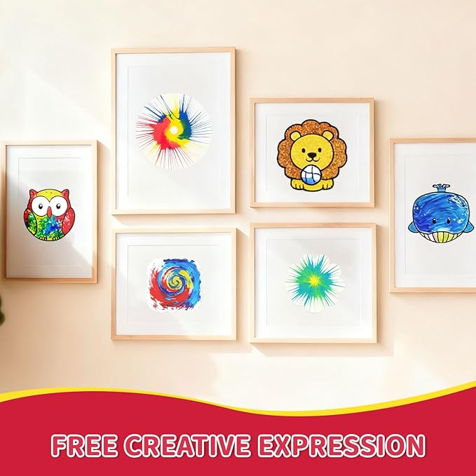Oeasic Unicorn Spin Art Machine for Kids, Dual Rotation Painting Spinner Arts and Crafts with 60 Design Cards, Art Supplies for Kid Set, Birthday & Christmas Gift for Girls Ages 4 5 6 7 8 9 10 11 12