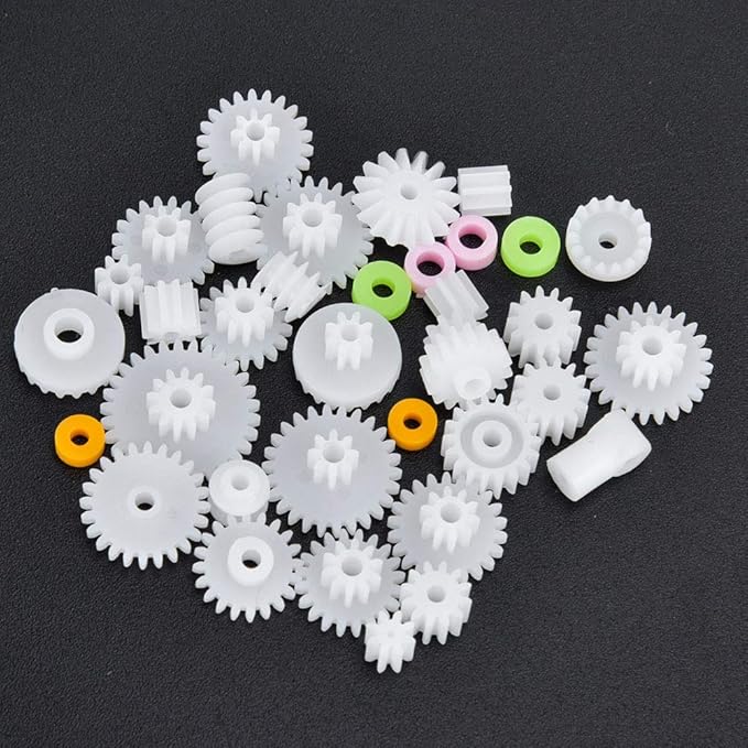 Marhynchus 75pcs Plastic Gear Belt Pulley Shaft Sleeve Set DIY Robot Parts DIY Toy Components DIY Project Kit for Motor Toy