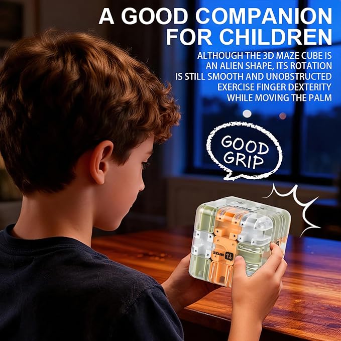 3D Cube Puzzles for Kids - Brain Teaser Puzzles Boys Toys Age 8-10 Educational Learning Toys for Logical Thinking, Puzzle Maze Cube for Grandkids Stocking Stuffers for Kids (Green)