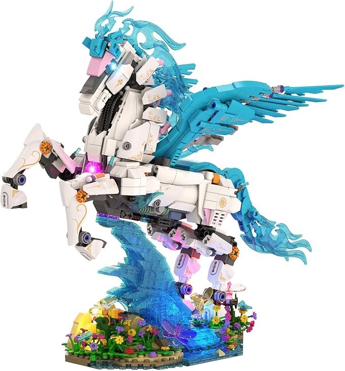 Woodland Pegasus Building Block Sets, Fantasy Flying Horse Collectible Display Model Kit, 1615 Pcs Building Toys for Home Office Decor, Creative Birthday Gifts for Adults Teens 14+
