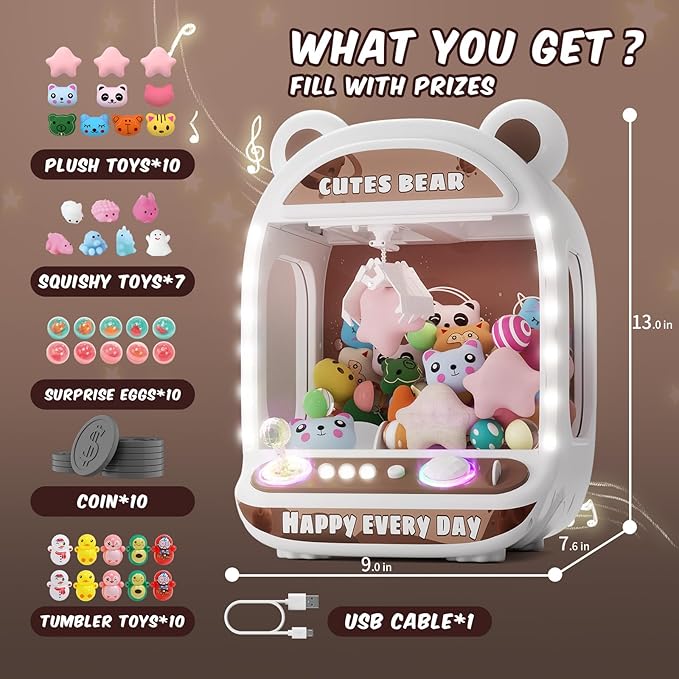Skirfy Claws Machines for Kids,Unicorns Toys for Girls Age 6+,Mini Vending Machines with Squishyes Fidgets Toys,Candy Dispenser Machines,Claws Game, Thanksgiving Birthday Gifts