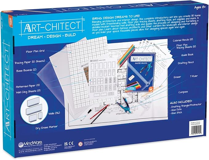 MindWare Art-chitect Home Model Building for Kids – 3D Architectural Design Kit for Kids Ages 8 and Up – Learn The Basics of Architecture As You Design Start to Finish