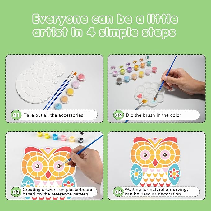 QANIY Stepping Stones Painting Kit for Kids Ages 4-12,5 Pack Outdoor Garden Stone Crafts,Outdoor Art & Craft Activity Set, Creative Gift for Boys & Girls (Art)