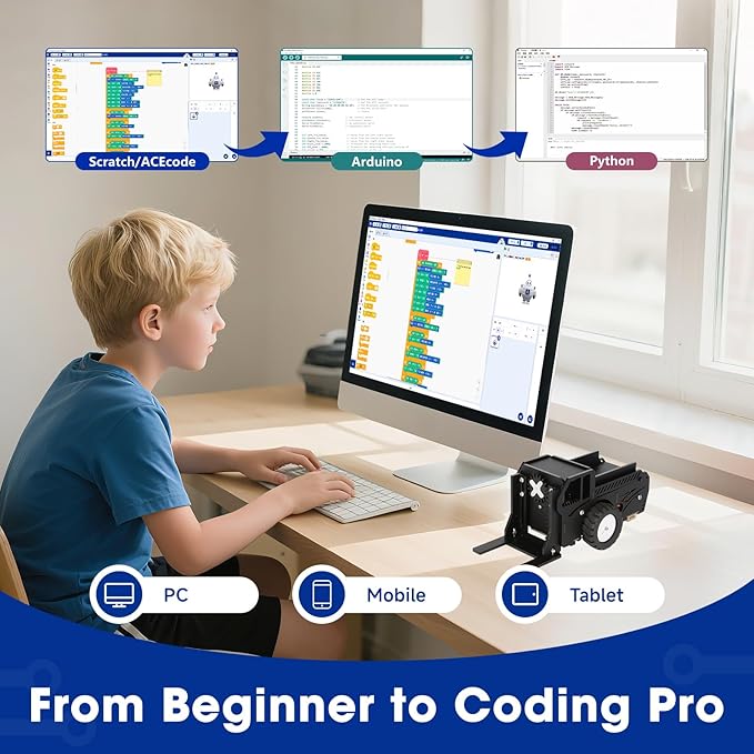 ACEBOTT Robotics for Kids Ages 12+, 2 in 1 Smart Robot Car Kit Compatible with Arduino & Scratch, STEM Toys Coding Robot Kit for STEM Classroom & Home Education, Gifts for Kids and Teens