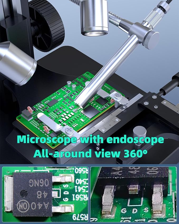 JL269S 5 Lens 10.1'' HDMI Digital Microscope 5000X with Endoscope, 24MP Biological Microscope for Adults Kids Home Lab, Coin Microscopes Full View for Error Coins, Windows PC Compatible, 32GB