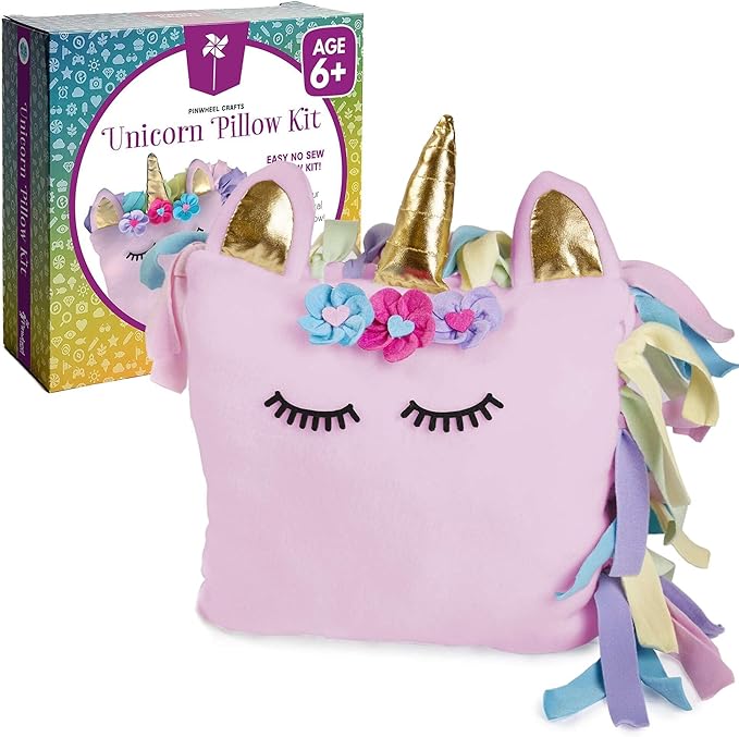 Unicorn Pillow Kit - No Sew Unicorn Craft Kit - Gifts for Girls, Arts and Crafts for Kids Ages 4-8 - Unicorn Toys for 6 Year Old Girl Gifts, Birthday, Easter, Toddlers, Teens