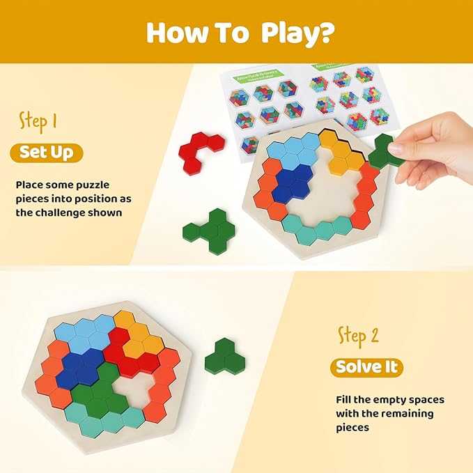 5 Pack Wooden Brain Teaser Puzzles Sets for Kids,Montessori Brain Blocks Logic Tangram Geometric Shapes Puzzle Matching Games Christmas Stocking Stuffers Gifts for All Ages Boys Girls