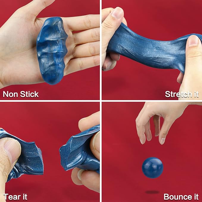 Magnetic Slime Putty, Magnetic Space Putty Slime with Upgraded Magnet Toys for Kids, Fidget Toy Stress Reliever Puddy for Christmas Birthday Gifts Stocking Stuffers(Blue&Gold,2 Pack)