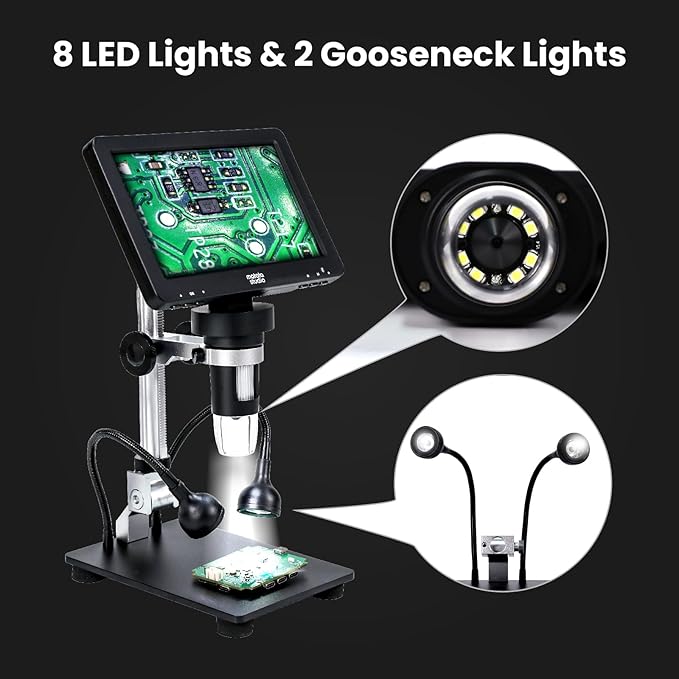 Digital Microscope 100-1600X with 7-inch LCD Screen, MatataStudio Wireless USB Microscopes,Professional Microscope for Kids Adults
