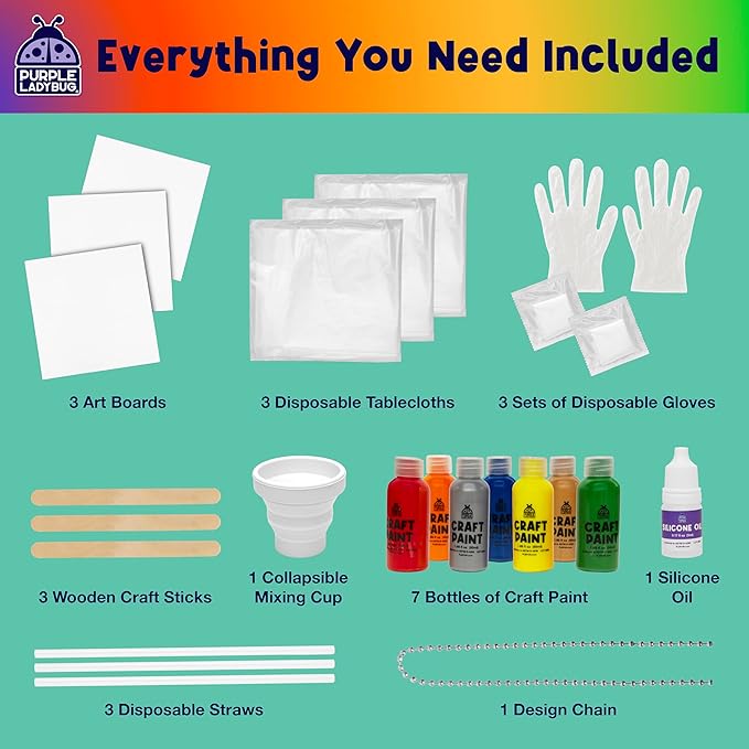 Pouring Paint Art Kit - Art and Crafts for Kids Ages 8-12, Gifts for 6 7 8 9 10 11 12 Year Old Boys & Girls Christmas Gift Ideas, Birthday Gifts for Girls, Tween & Teen Girl - DIY Painting Kit