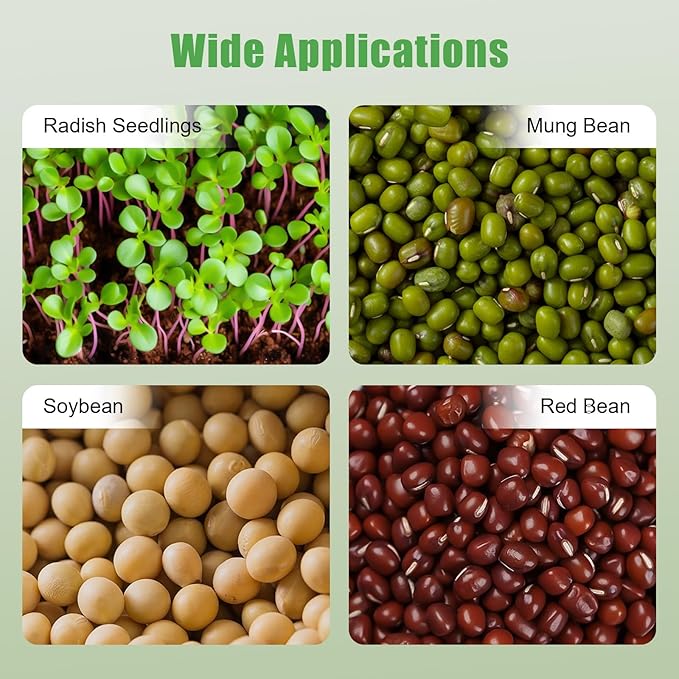 Bean Sprouts Machine, 2-Layer Automatic Sprout Grower with 3 Seasonal Modes, Seed Sprouter Kits for 6-8 People, Suitable for Mung Bean, Soybean, Radish, Alfalfa, Wheatgrass, Broccoli Sprouts