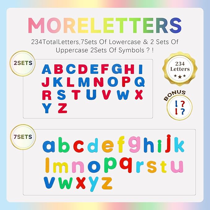 Classroom Magnetic Alphabet Letters ABC Magnets for Toddlers 1-3 Refrigerator 238 Pcs Double - Side Magnetic Letter Board for Preschool Toddler Spelling and Learning