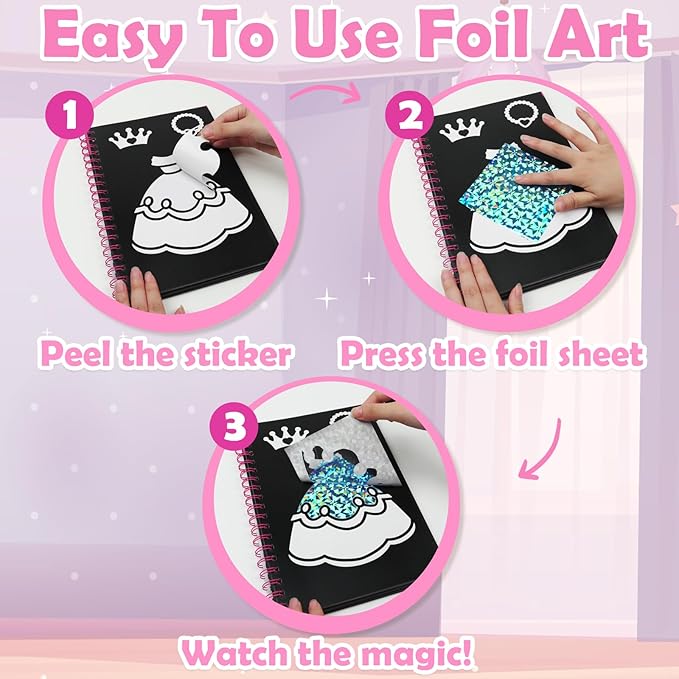 FUNNYB&G Foil Art Craft for Kids - Christmas Crafts Gift Party Favors Stocking Stuffers for Kids Fun Art Supplies Creative Birthday Gift Travel Toys for Girls Boys 4 5 6 7 8 9 Years Old (Dress Up)