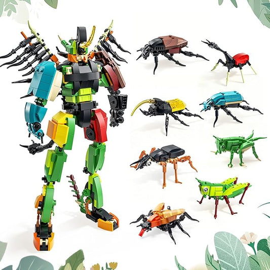 Bugs Insects Collection Building Sets for Kids, 8 in 1 Animals Party Favors Display Models, Nature Decor STEM Toys Gifts for Nature Lovers Boys Girls 6 8 10 12+