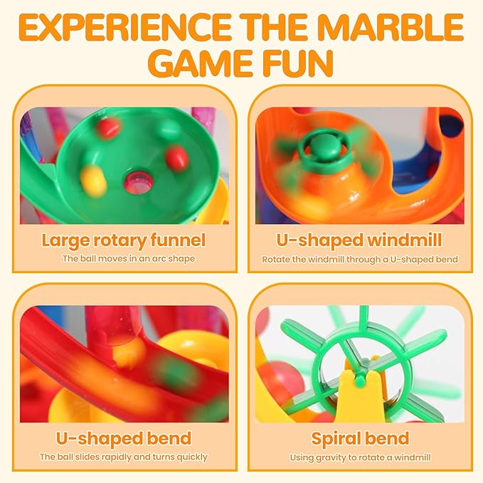 Marble Run for Kids - 133 PCS Construction Building Blocks Toys with Plastic Marbles, Maze Marble Track STEM Educational Toy, Birthday Gifts for Boys and Girls