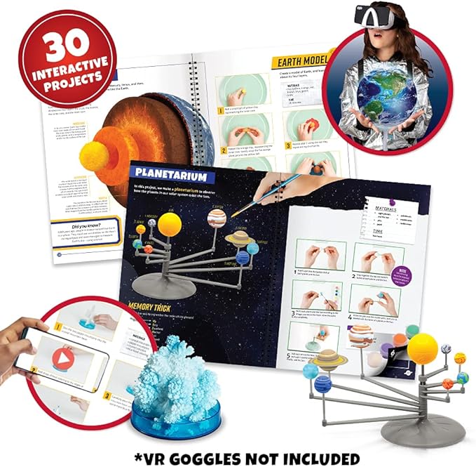 Abacus Brands Bill Nye's VR Space Lab - Virtual Reality Kids Science Kit, Book and Interactive STEM Learning Activity Set (Materials & Book Only (No Goggles))