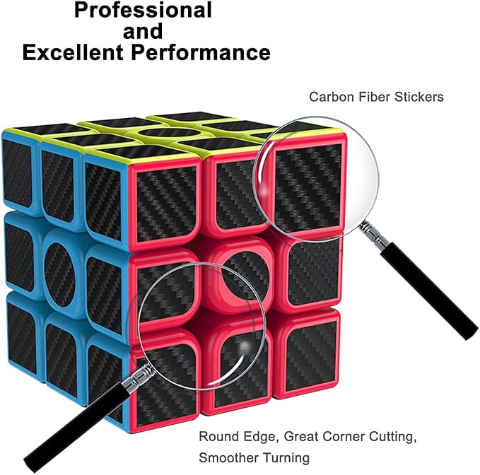 CFMOUR Original Speed Cube 3x3x3, Fast Magic Cube for Kids, Smooth Carbon Fiber Cubes, Puzzle Toys