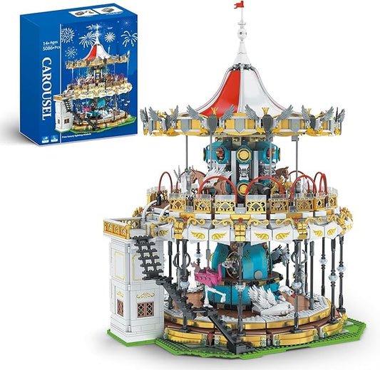Sosuy Carousel Building Set, Electric Motorized Merry-Go-Round Model, Amusement Park Toy for Boy Girl Teen, Birthday Gifts for Adult Kid Ages 6 7 8 9+, City Construction Theme Collection 5086pcs