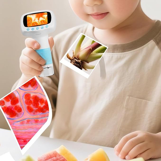 ViaGasaFamido Kids Microscope Kit Handheld Desktop 2-in-11080P High Definition Childrens Digital Microscope Professional Grade with Camera for 3+ Boys Girls