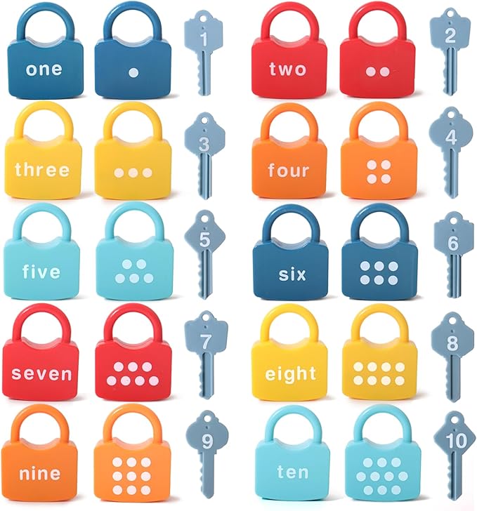 Kids Learning Locks with Keys Numbers Matching & Counting Montessori Educational Toys for Ages 3 4 5 Boys and Girls Preschool Games Gifts