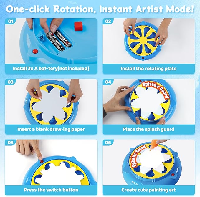 Make It Super Spin Art Machine Kit for Kids, Arts & Crafts Painting Spinner Toy, Creative Art Supplies Birthday Christmas Gift for Boys Girls Ages 6-12