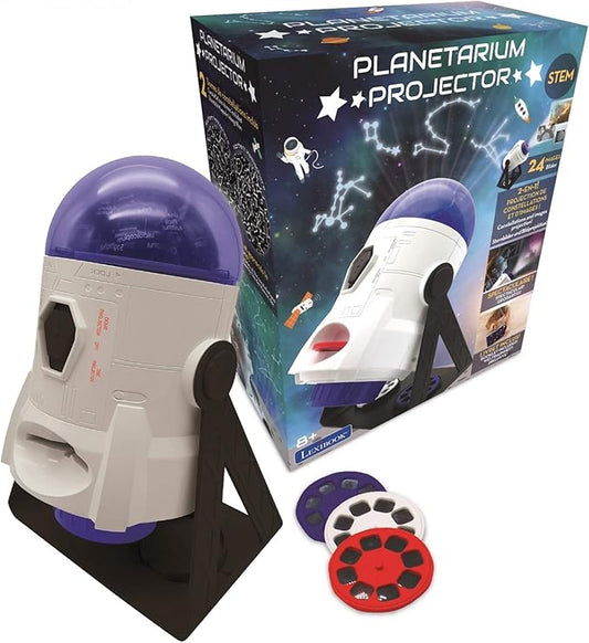 LEXiBOOK, 2-in-1 Constellations and Images Planetarium Projector, 24 Images to Discover Space, 2 Constellation Domes, STEM, White/Blue, NLJ180