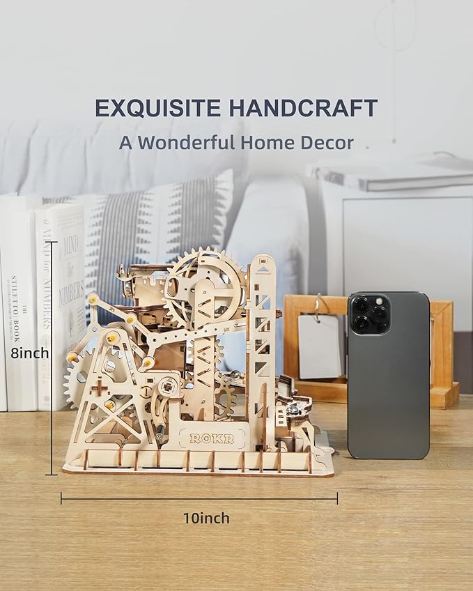 ROKR 3D Wooden Puzzles for Adults-Marble Run Wood Model Building Kit-Tower Coaster