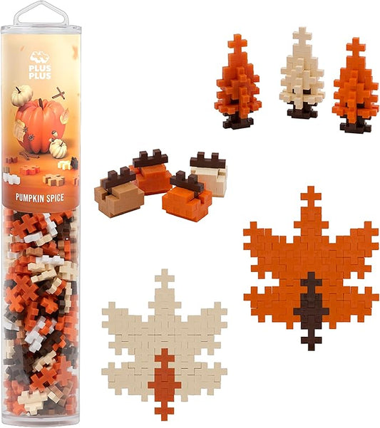 PLUS PLUS 240 Piece Interlocking Building Blocks for Kids, Open Ended Connecting Toys, Stem Bin Classroom Mini Manipulatives - Pumpkin Spice Mix Play Tube