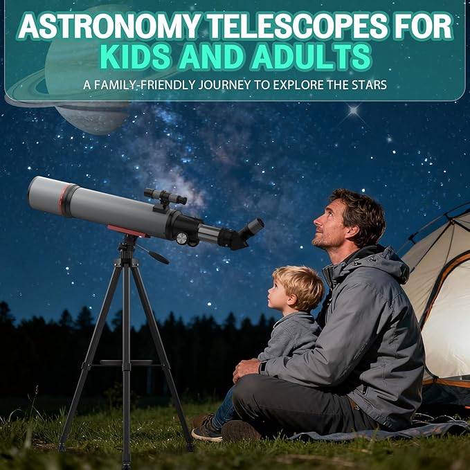 Telescope for Adults High Powered - Portable Astronomy Telescope for Kids & Beginners - 90mm Aperture 600mm Refractor Profesional Telescopes with Phone Adapter Tripod Carry Bag
