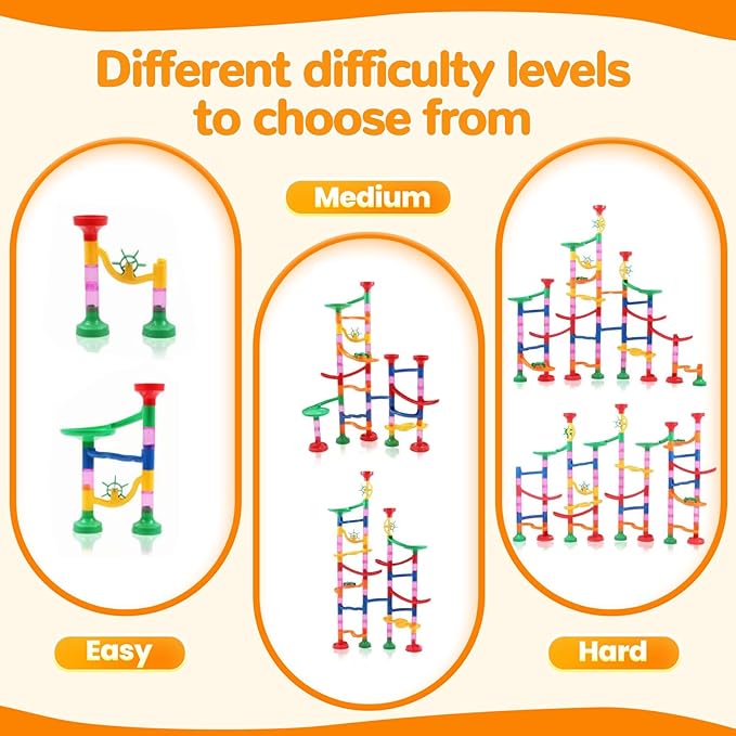 Marble Run for Kids - 133 PCS Construction Building Blocks Toys with Plastic Marbles, Maze Marble Track STEM Educational Toy, Birthday Gifts for Boys and Girls