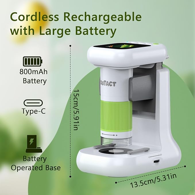 Microscope for Kids, 1000X 2 in 1 Desktop & Handheld Digital Microscope, 1080P 2.4' HD Portable Photo Video Function 8 LED Light 8G SD Card 6 Slides Christmas Birthday Gifts for Kids