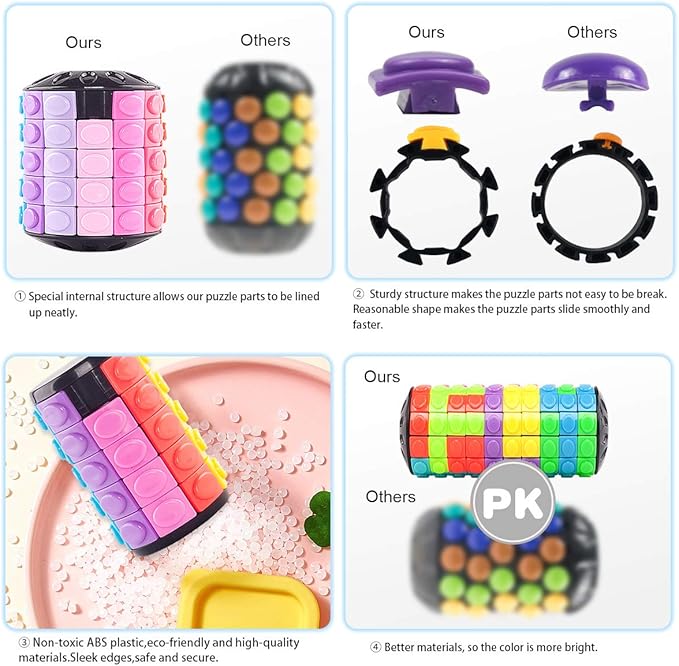 R.Y.TOYS Rotate and Slide Puzzle-Design Patent,Fidget Toys(Restore Order/Create Patterns) 12 Colors,10 Layers-Open Cover for Quick Play,Brain Teaser,Sensory Toys,Birthday Gifts,Stocking Stuffers