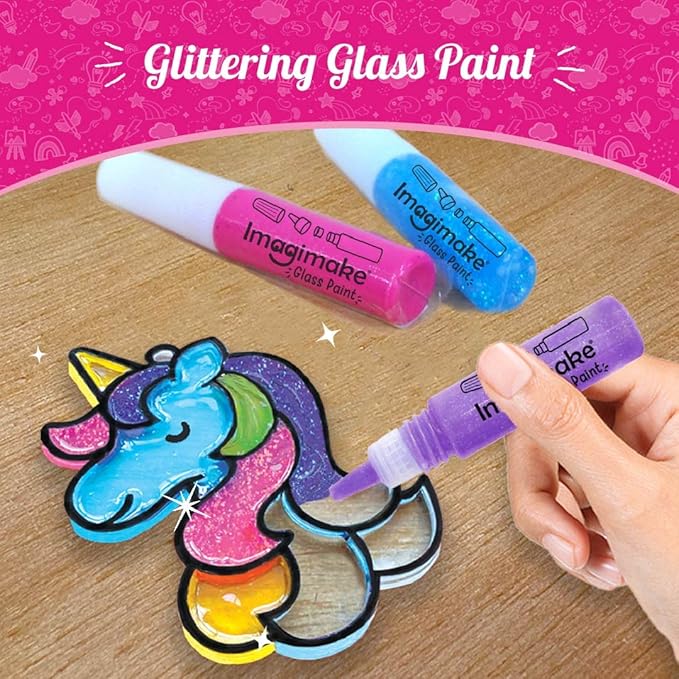 Imagimake Window Art Princess & Unicorn | Suncatcher Kit | Princess & Unicorn Toys for Girls Age 5-8 | Craft Kits for Ages 8-12 | Christmas Activities for Kids | Christmas Gifts for Girls Ages 5,6,7,8
