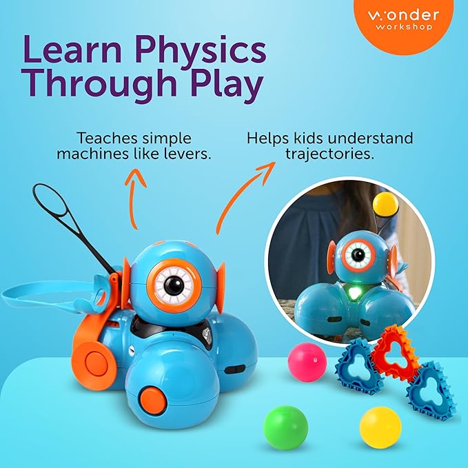Wonder Workshop Dash Robot Wonder Pack – Coding Educational Bundle for Kids 6+ – Free STEM Apps with Instructional Videos - Launcher Toy, Sketch Kit Drawing, Gripper Building