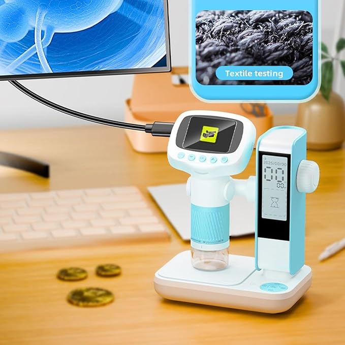 ViaGasaFamido Kids Microscope Kit Handheld Desktop 2-in-11080P High Definition Childrens Digital Microscope Professional Grade with Camera for 3+ Boys Girls